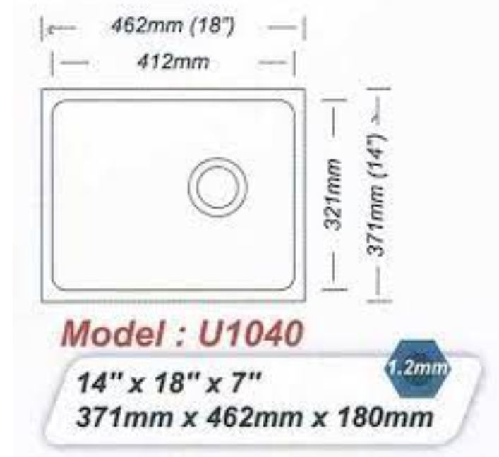 Idecor 不銹鋼枱下星盆(U1040) 371mm x 462mm 原價 HKD 1578.00