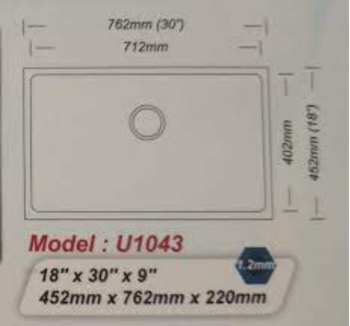 Idecor 不銹鋼平邊星盆 (U1043) 452mm x 762mm