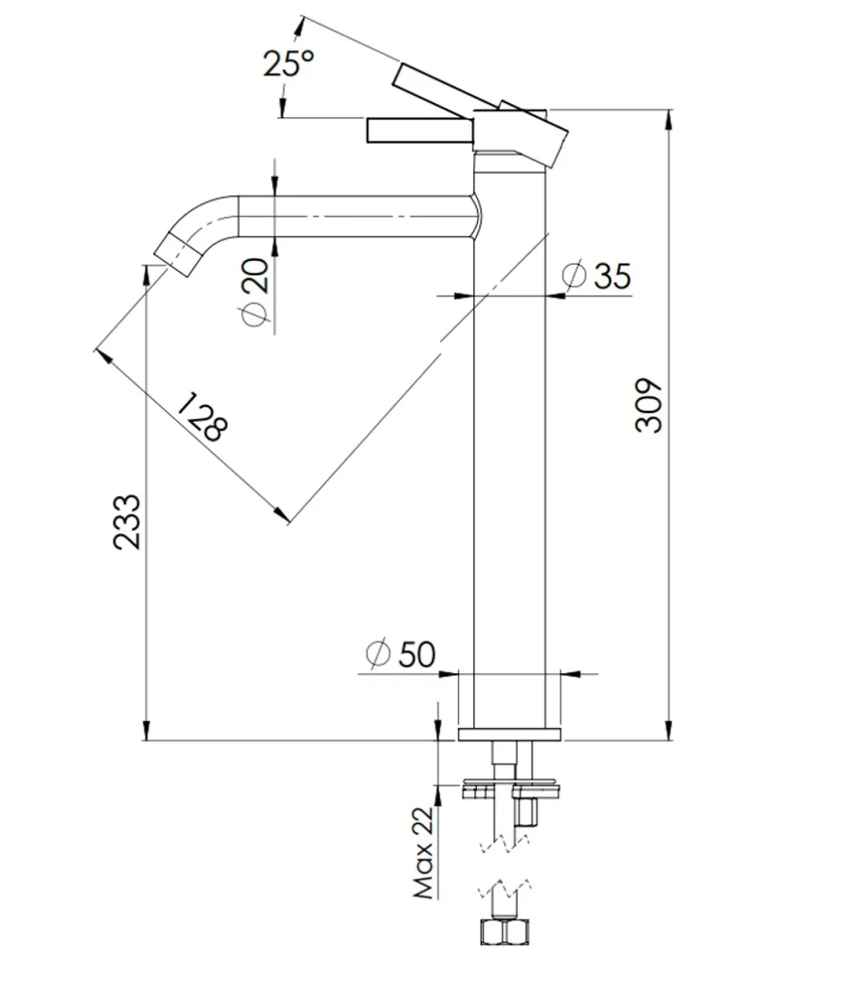Remer MC11LXL Metrica 高身面盆龍頭 鍍鉻色