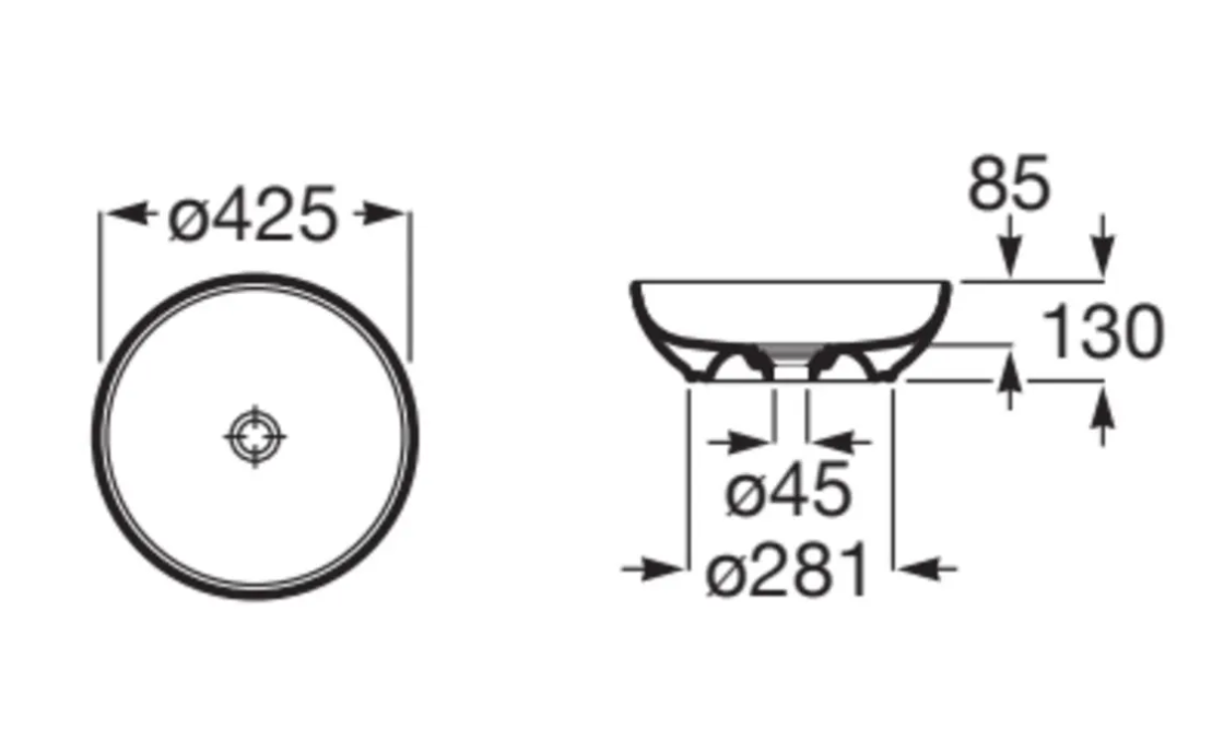 Roca A32787M000 Bol 檯上盆 425x130mm 白色