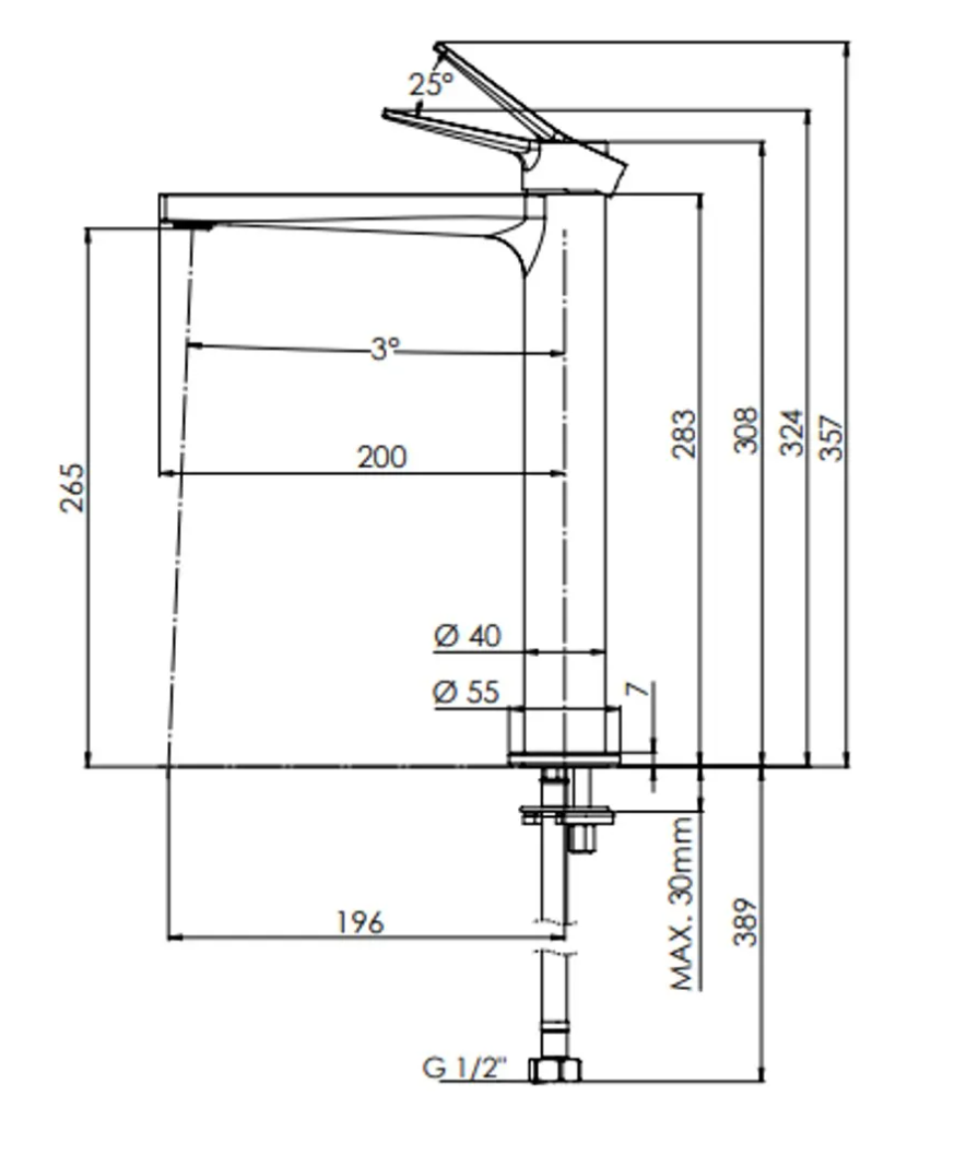 Remer SL11L Slash 高身面盆龍頭 鍍鉻色