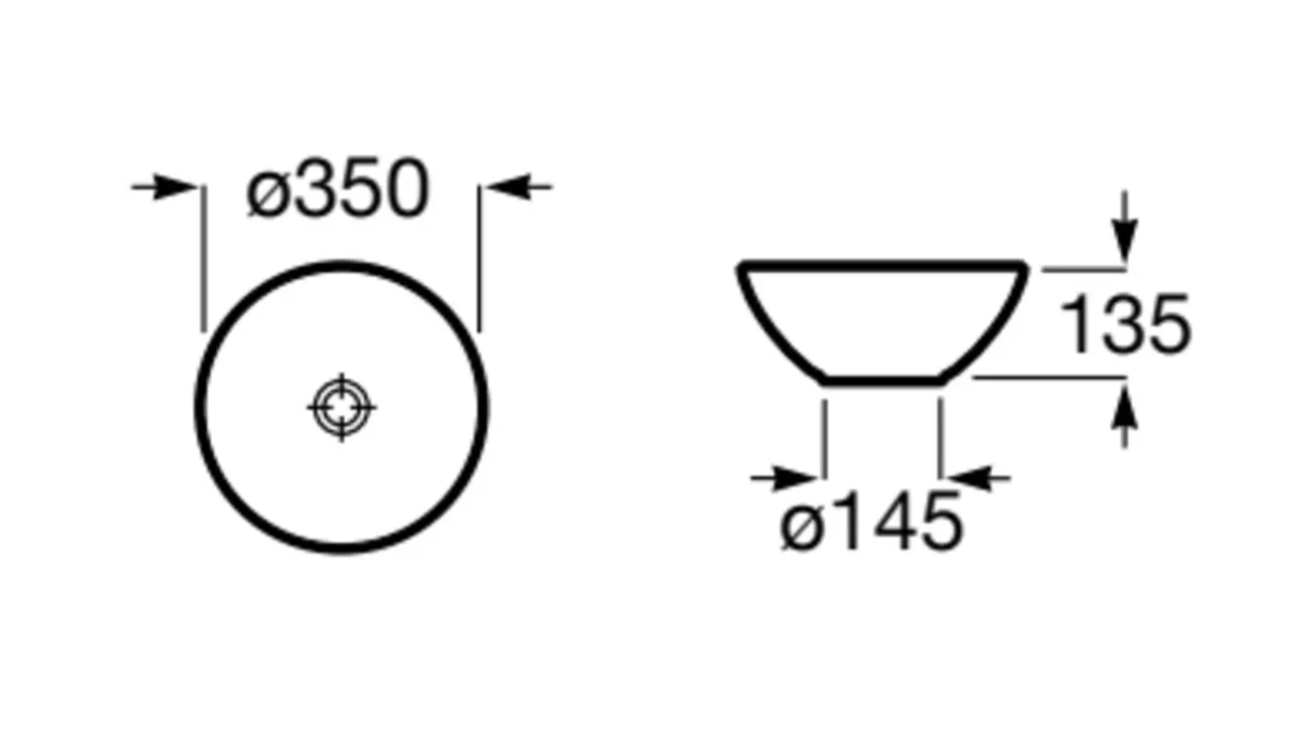 Roca A32787L080 Bol 檯上盆 350x135mm 啞黑色