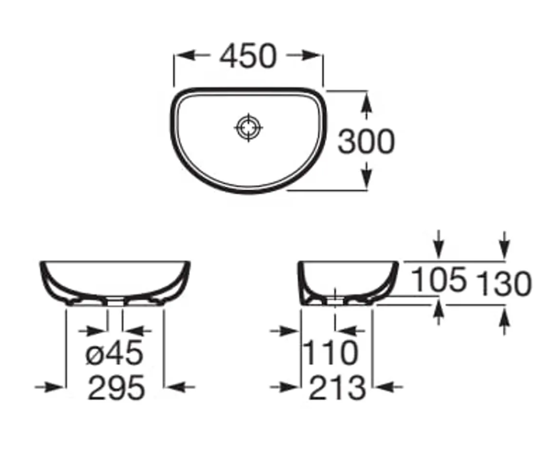 Roca A327C10000 Optica 檯上盆 450x300x130mm 白色