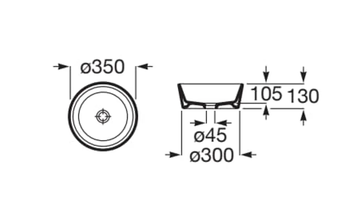 Roca A327B15080 Optica 檯上盆 350x130mm 黑色