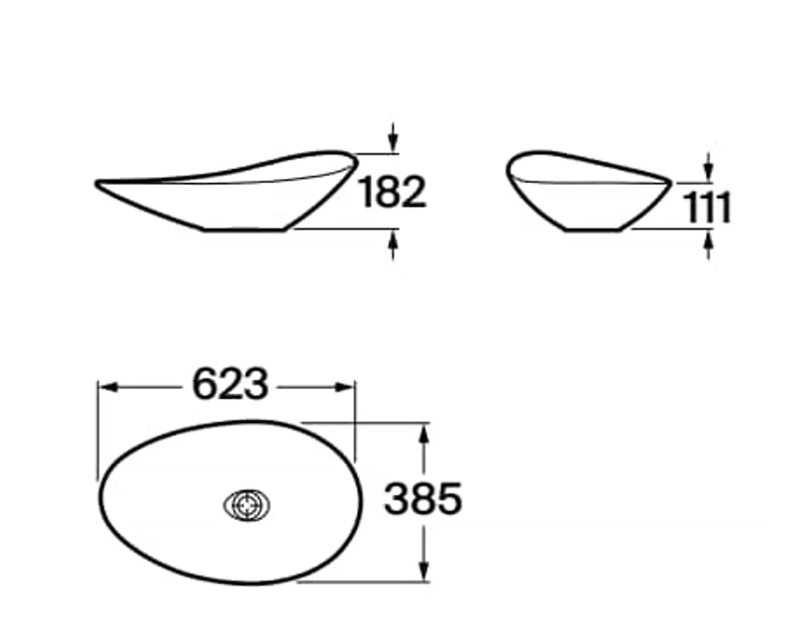 Roca A327A1P000 Ohtake 檯上盆 625x385mm 白色