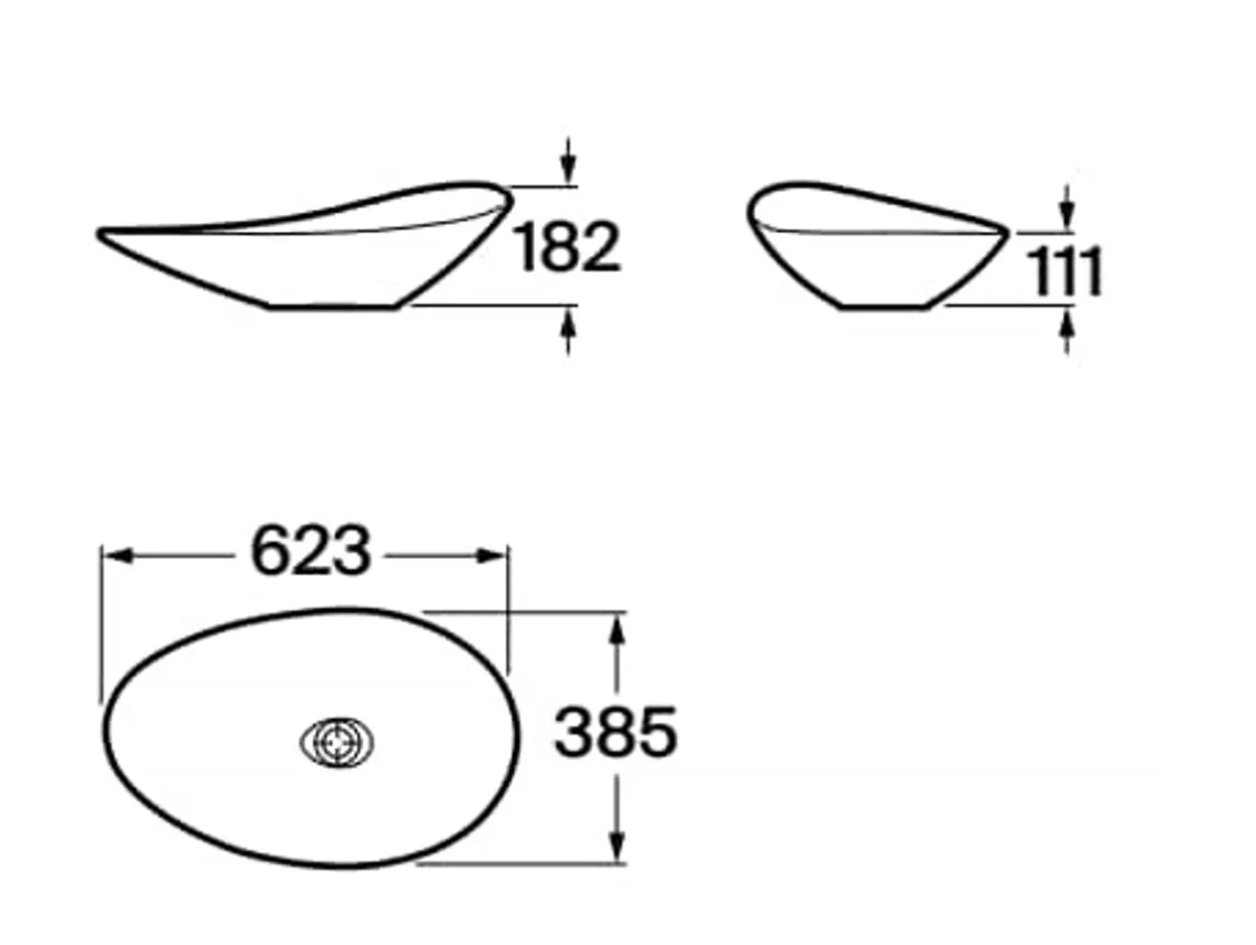 Roca A327A1P080 Ohtake 檯上盆 625x385mm 啞黑色