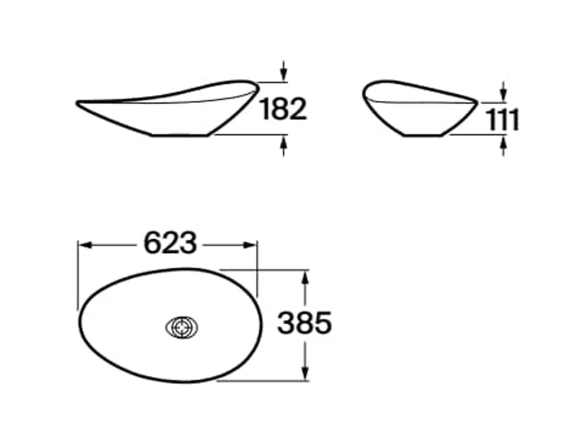 Roca A327A1P620 Ohtake 檯上盆 625x385mm 啞白色