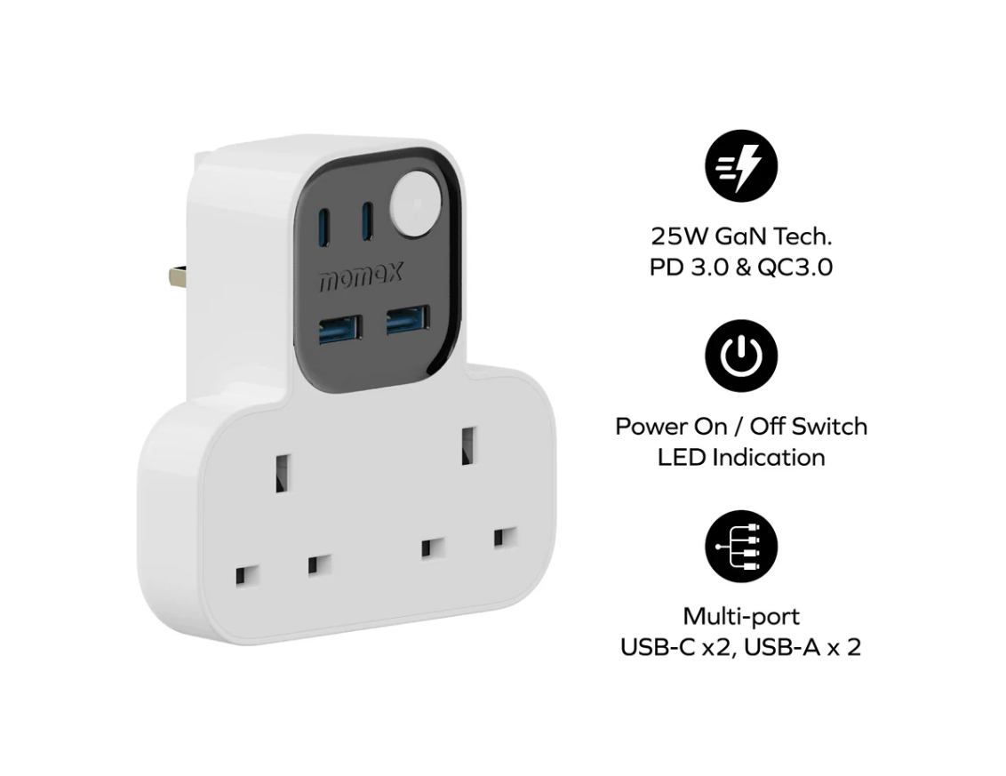 Momax USB + 2口T型插座