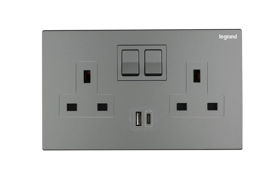 Legrand Galion逸景 兩位13A蘇面帶開關連USB(A+C)