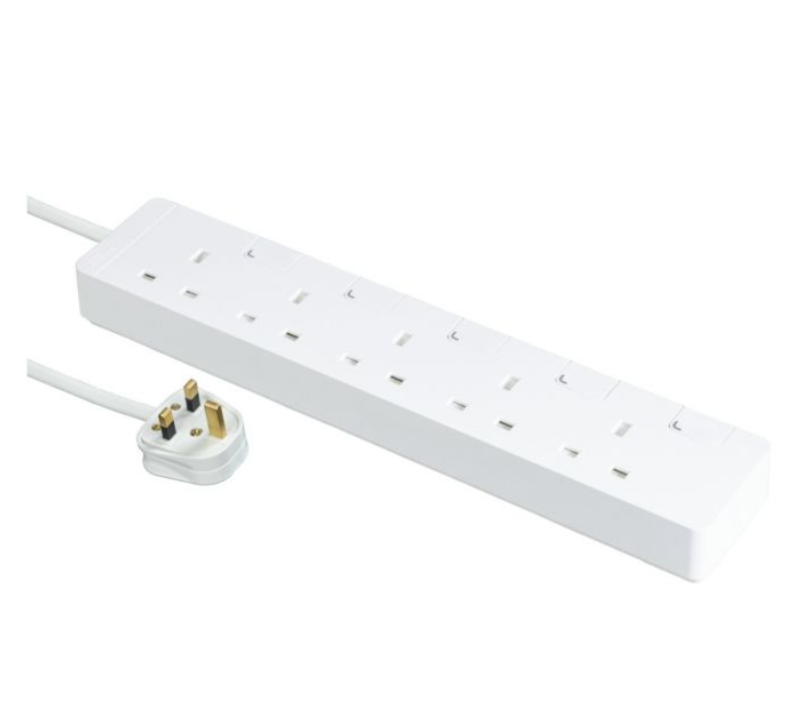 施耐德 5位 13A 連獨立開關拖板 _白色