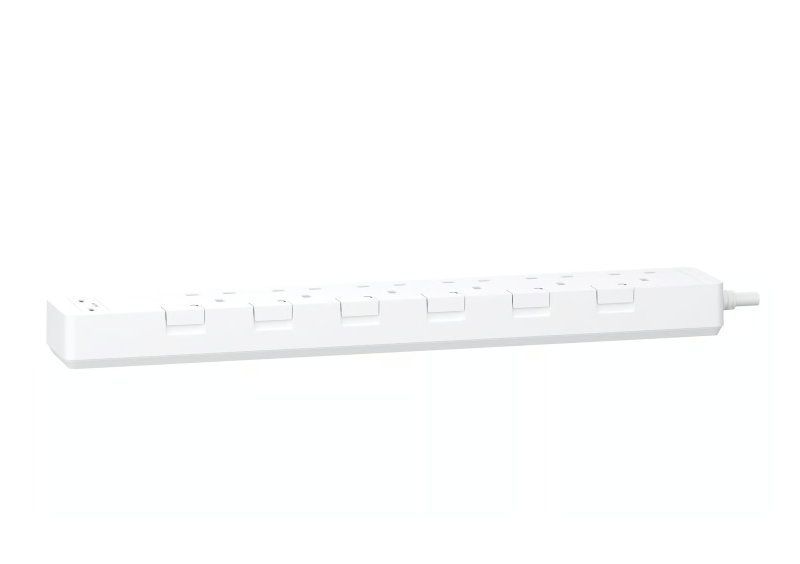 施耐德 6位 13A 連獨立開關拖板 連兩位USB充電插座(30W PD3.0 Type C+C 充電)_白色