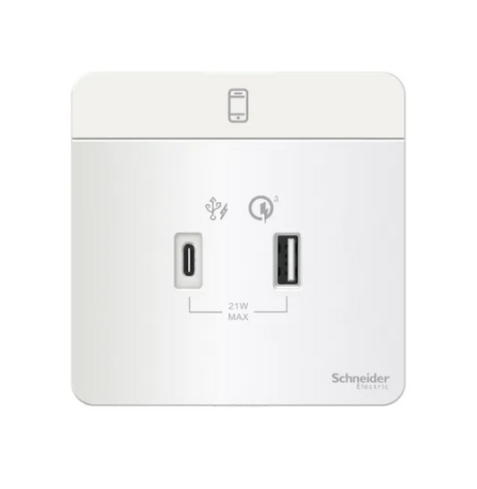 Schneider AvatarOn奐尚白 單位21W A+C-PD+QC3.0 USB充電插座