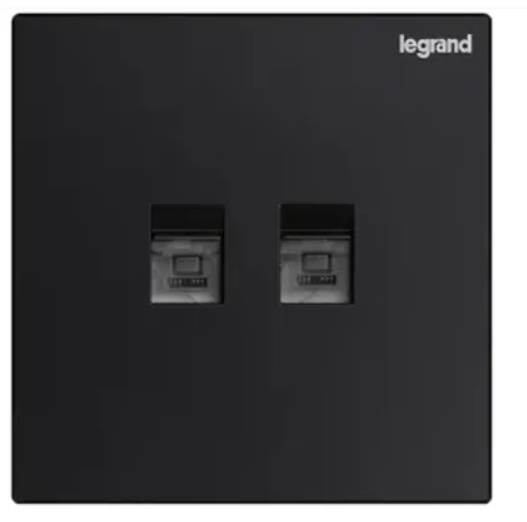 Legrand Galion逸景 碳素黑 兩位電話/電腦面板(第3及5類)