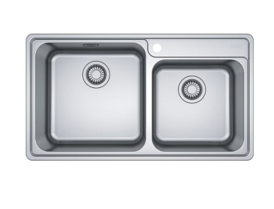 瑞士 FRANKE BELL BCX620-42-35 不鏽鋼大小雙膽平邊檯面廚盆 860x480x200mm