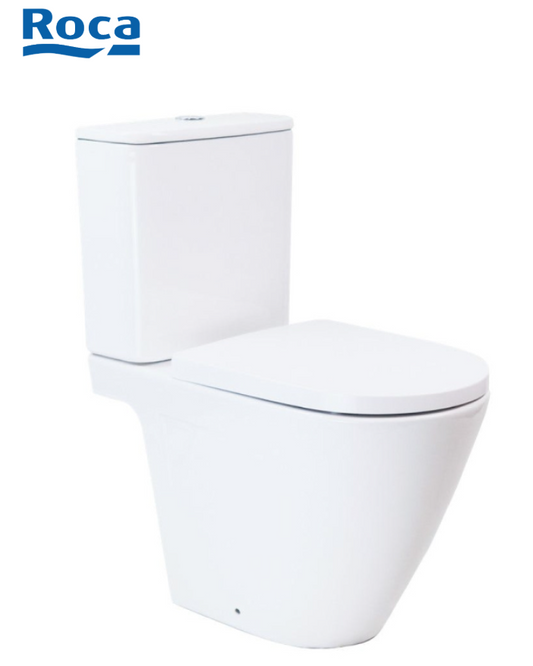 西班牙 ROCA Atis-V Rimless® Vortex 相連式漩渦式沖水自由咀座廁 配油壓廁板 白色