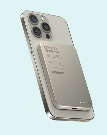 Momax Q.Mag X 5000mAh 超薄磁吸流動電源 (鈦金屬色) IP116AE