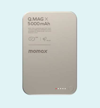 Momax Q.Mag X 5000mAh 超薄磁吸流動電源 (鈦金屬色) IP116AE