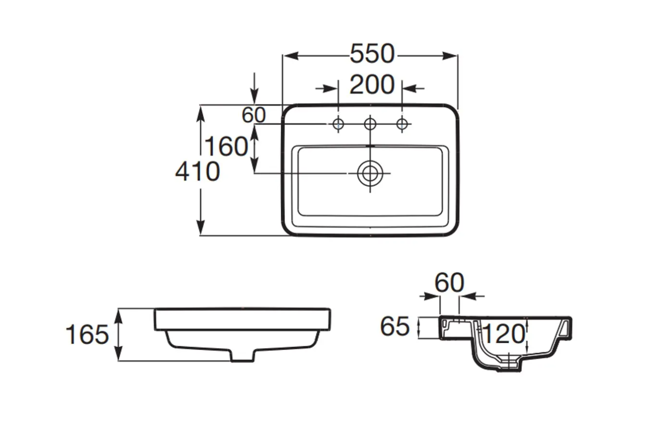 Roca A32747V00C Gap 半嵌入式面盆 550x410x165mm 白色