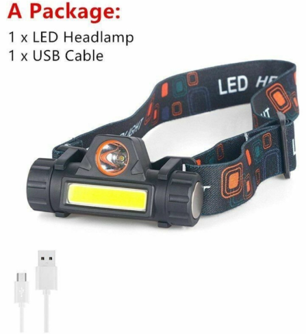 迷你COB LED頭燈電筒USB可充電內置18650手電筒露營遠足夜釣燈 Head Light