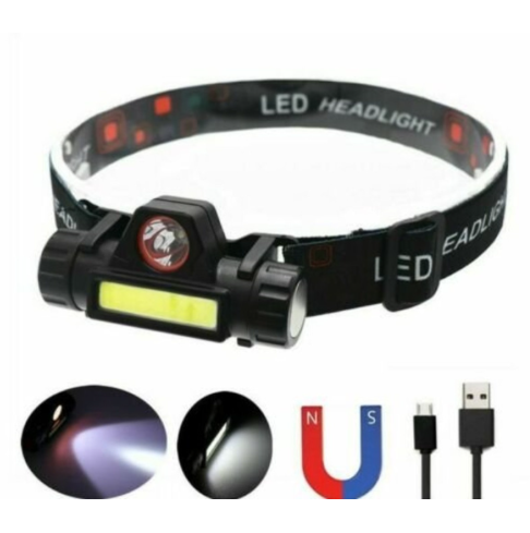 迷你COB LED頭燈電筒USB可充電內置18650手電筒露營遠足夜釣燈 Head Light