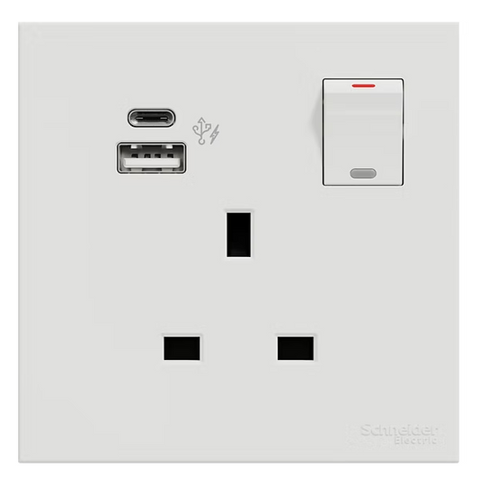 Schneider 奐然AvatarOn C  13A單位有掣插座連Type A+C USB