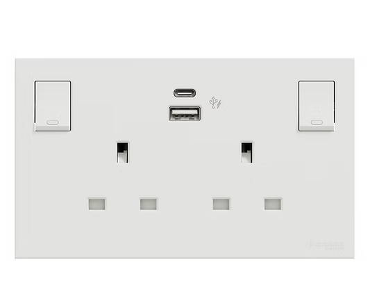 Schneider 奐然AvatarOn C  13A孖位有掣連Type A+C USB 插座