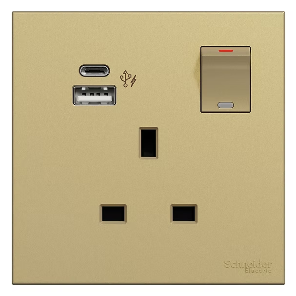Schneider 奐然AvatarOn C  13A單位有掣插座連Type A+C USB