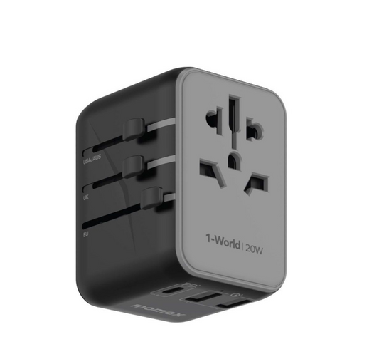 Momax 1-World 20W 3-插口+AC 旅行充電插座 (UA11UKD)