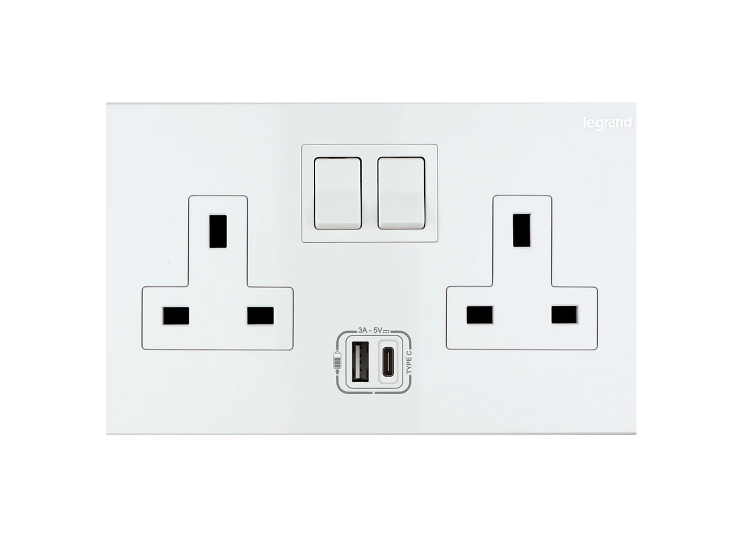 Legrand Galion逸景  兩位13A蘇面帶開關連USB(A+C)