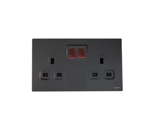 Legrand Mallia Senses  13A 兩位帶開關連指示燈插座