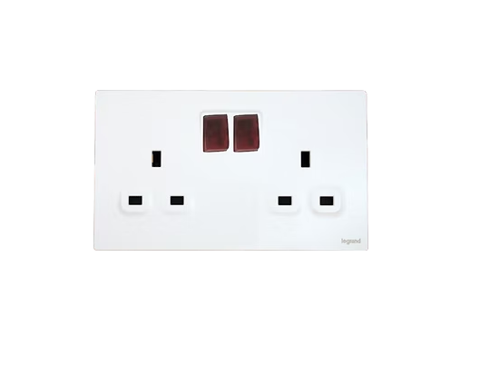Legrand Mallia Senses  13A 兩位帶開關連指示燈插座