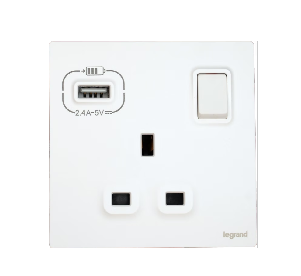 Legrand Mallia Senses  13A單蘇有掣連Type A USB 插座