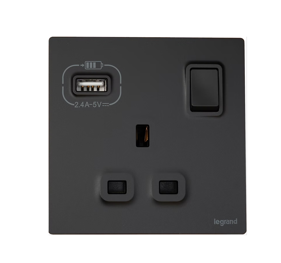 Legrand Mallia Senses  13A單蘇有掣連Type A USB 插座
