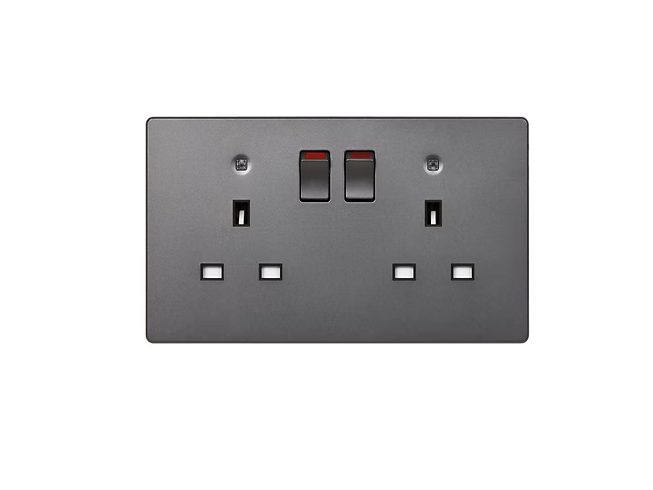 MK Aria 雅緻系列 兩位13A插座帶開關連LED燈