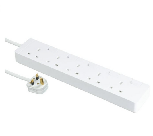 施耐德 5位 13A 連獨立開關拖板 _白色