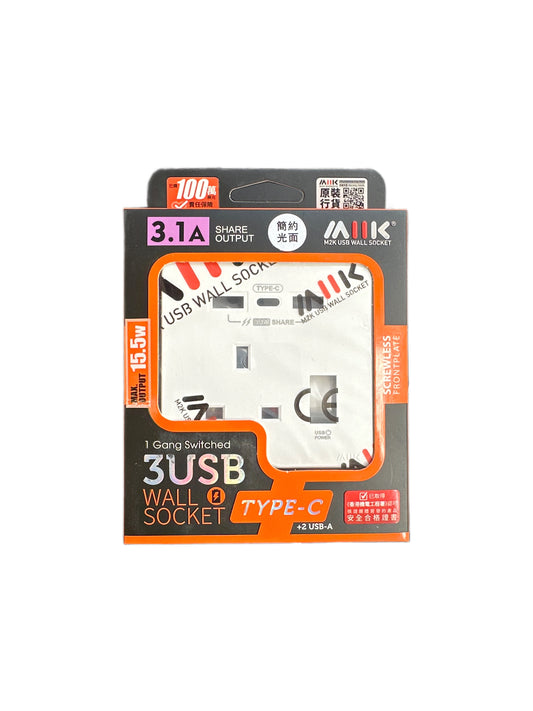 M2K 3.1A USB 單蘇 Type C + USB-A