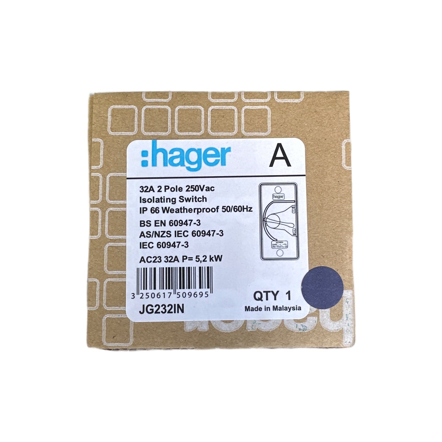 Hager 20A/32A 單相/三相 防水曲架