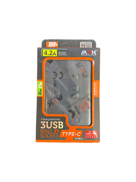M2K 4.2A USB孖蘇 Type C+ USB-A