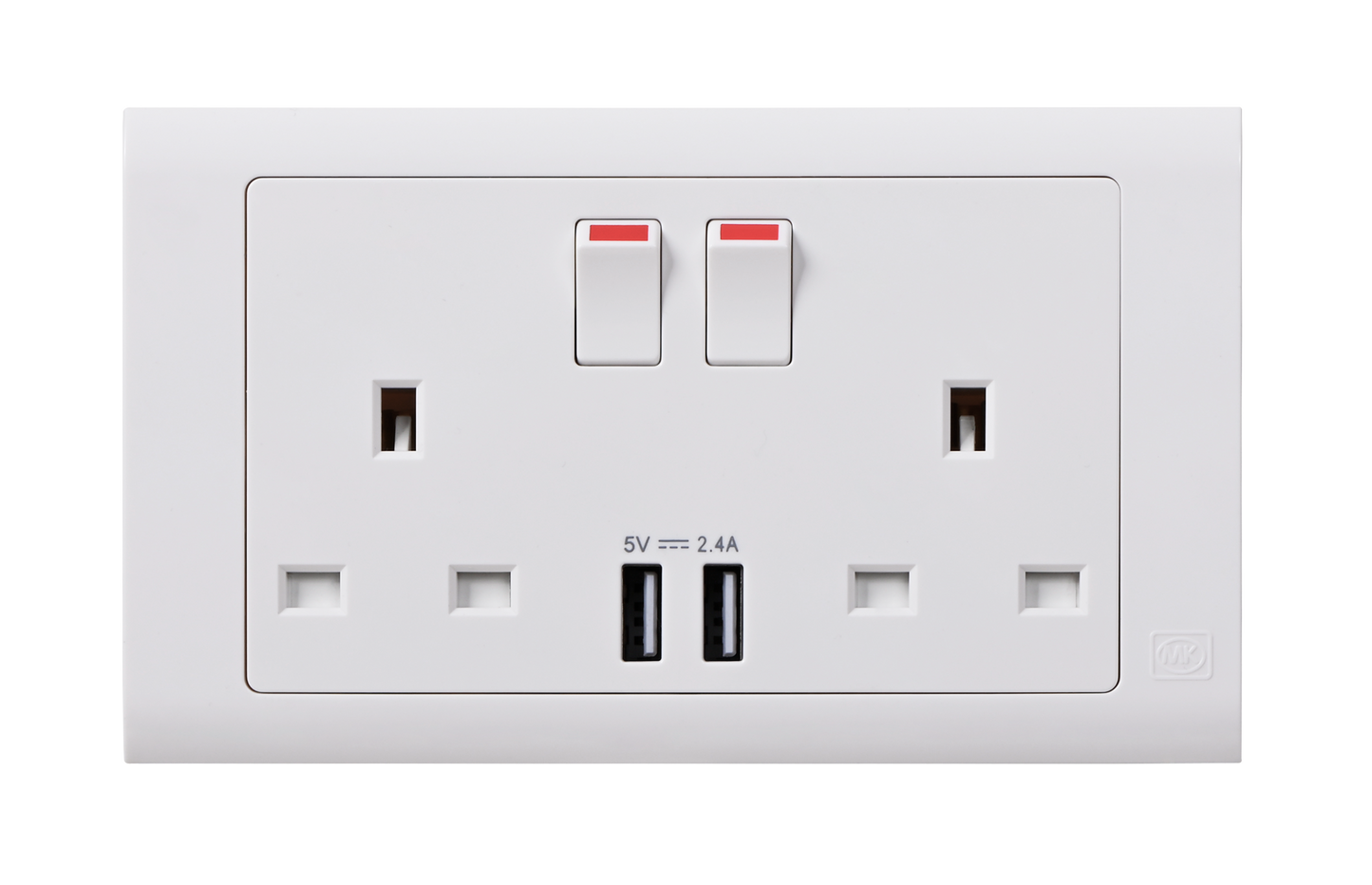 MK Essentials 意莎系列 兩位13A蘇面帶開關連USB(Type A)