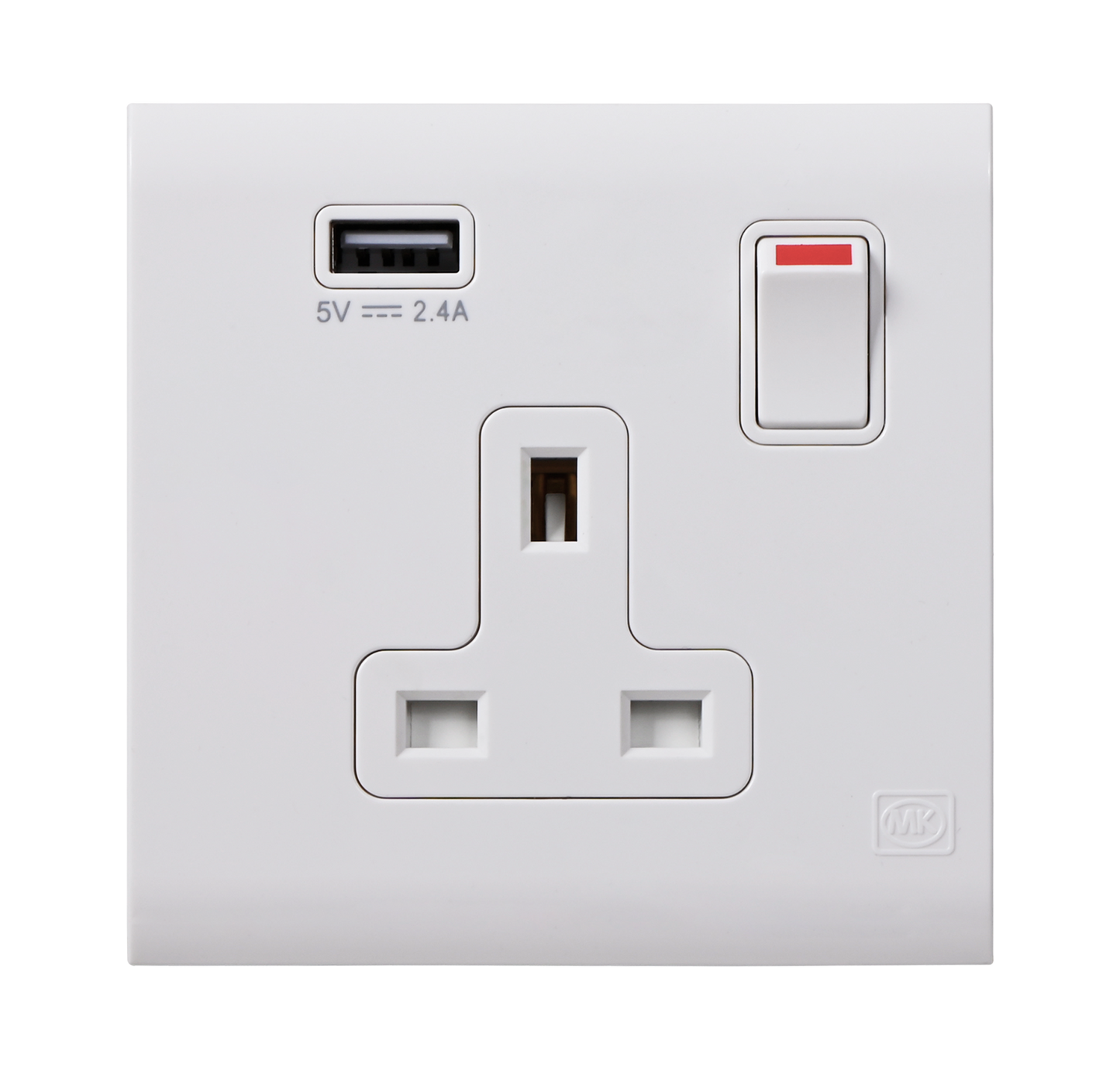 MK Essentials 意莎系列 單位13A蘇面帶開關連USB(Type A)